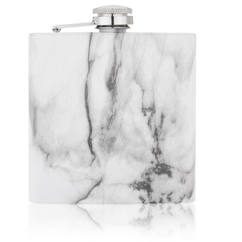 True Marble 6oz Stainless Steel Flask For Liquor, Bourbon, Alcohol