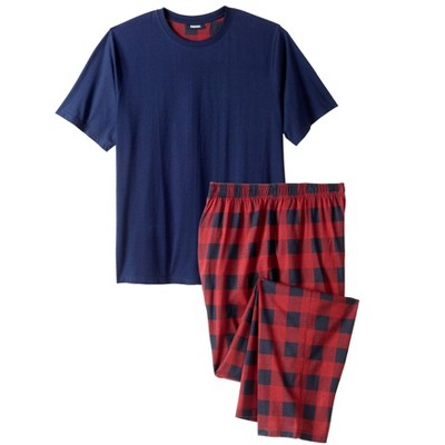 Kingsize Men's Big & Tall Jersey Knit Plaid Pajama Set - Big - Xl, Navy ...