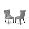 East West Furniture Dallas Parson Dining Chairs - Button Tufted Nailhead Trim Light Gray faux Leather Padded Chairs, Set of 2, Distressed Jacobean - 2 of 4