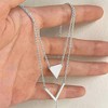 HTUTWOO Triangle Pendant Necklace V Shape Double Necklace Bosnian Style Minimalist Jewelry for Women - 2 of 4