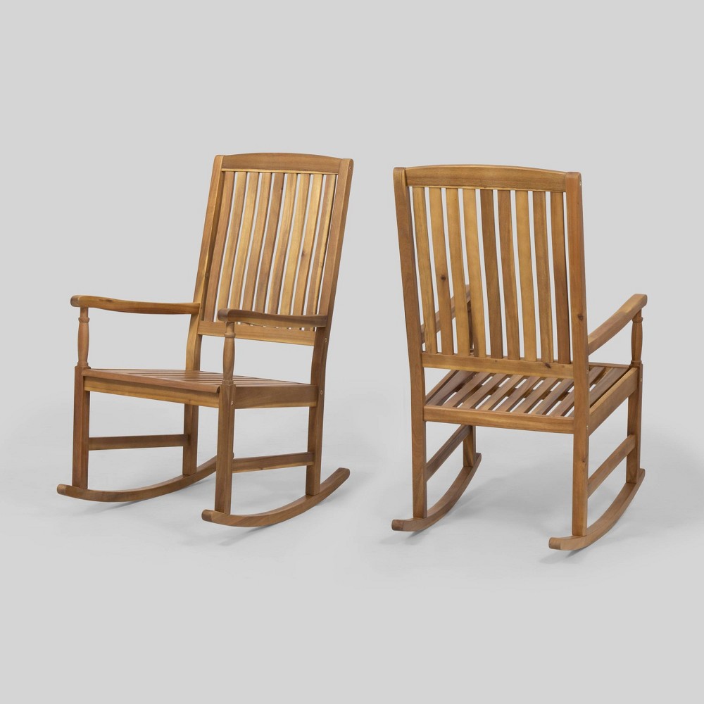 Photos - Garden Furniture Arcadia 2pk Acacia Wood Rocking Chair Teak - Christopher Knight Home