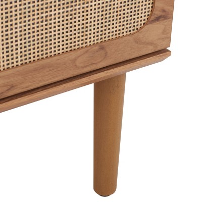 Oak 3-Drawer Chest with Rattan Mesh and Metal Pulls