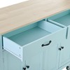 Sapphtopaz Modern Kitchen Island with Wood Top and 4-Door Cabinet Rolling Cart with Spice Rack and Drawers Coffee Cart for Kitchen, Dining Room - 2 of 4