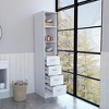 ORRD White Linen Cabinet with Glass Door & 3 Drawers, Modern Storage Cabinet with Three Adjustable Shelves for Bedroom, Bathroom - 2 of 4