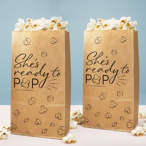 Big Dot of Happiness Ready to Pop Popcorn Bags, Baby Shower Party Favor Snack Treats, Free-Standing Individual Kraft Brown Paper Bags - 25 Count - 1 of 4