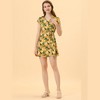 Allegra K Women's Boho Crossover V Neck Petal Sleeves Belted Floral Flowy Dress - 3 of 4