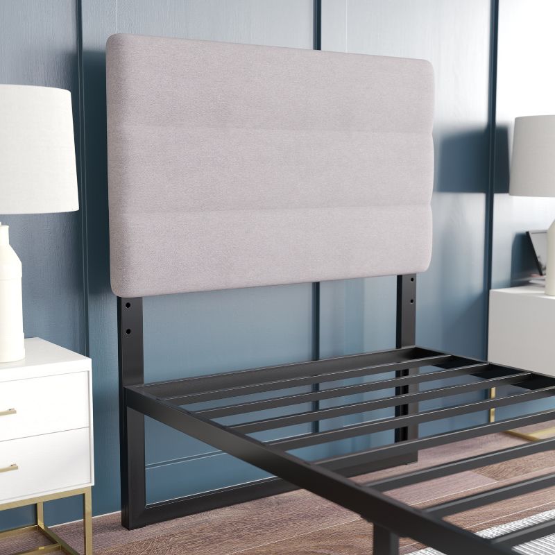 Emma and Oliver Modern Upholstered Headboard with Horizontal Line Stitching and Adjustable Height Rails, 5 of 12