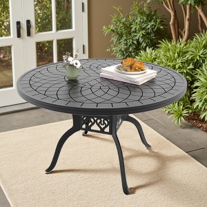 47.24-Inch Cast Aluminum Patio Dining Table – Classic Round Design in Black for Garden or Balcony - 1 of 4