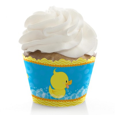 Big Dot of Happiness Ducky Duck - Baby Shower or Birthday Party Decorations - Party Cupcake Wrappers - Set of 12