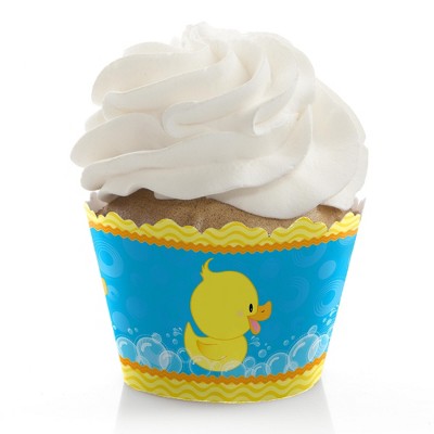 Big Dot of Happiness Ducky Duck - Baby Shower or Birthday Party Decorations - Party Cupcake Wrappers - Set of 12