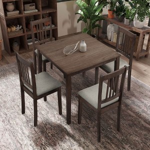 VYNXARIA Wooden Dining Table Set,Mid Century Modern Square Wooden Kitchen Table and Upholstered Dining Chairs for Dining Room, Kitchen - 1 of 4