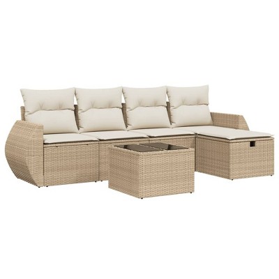 vidaXL Garden Sofa Set Beige Poly Rattan Large Modular Garden Sofa Set