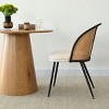 Set of 2 Faux Cane Back Dining Chairs, Upholstered Rattan-Style Accent Chairs with Metal Legs, Mid-Century Modern Kitchen Chairs-Maison Boucle - 2 of 4
