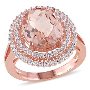 EVERLY JEWELRY |Rose Plated Sterling Silver 7.36 CT TGW Cubic Zirconia and Simulated Morganite Cocktail Ring - 1 of 4