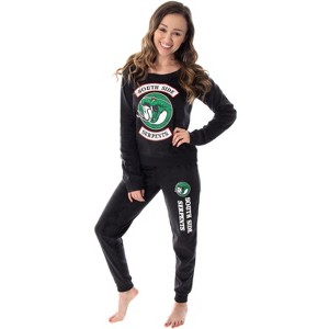 Riverdale Juniors' Southside Serpents 2 Piece Fleecy Jogger Pajama Set Serpents Ouroboros Logo - 1 of 4