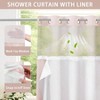 No Hook Shower Curtain with Snap in Liner Set Less Time Waffle Shower Curtain for Bathroom 75" L x 72" W Pink - 3 of 4