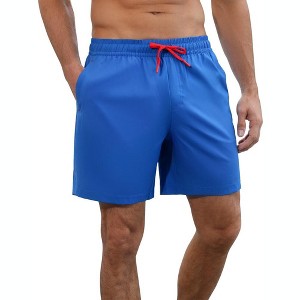 Men's Swim Trunks Quick Dry Swim Shorts with 4 Pockets for Men Blue 2XL - 1 of 4