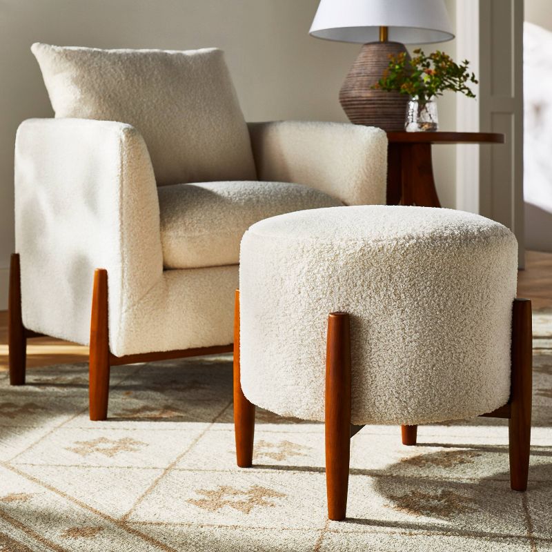 Elroy Round Velvet Ottoman with Wooden Legs - Threshold™ designed with Studio McGee, 3 of 12