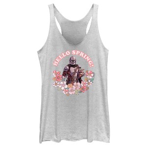 Women's Star Wars: The Mandalorian Hello Spring Racerback Tank Top - 1 of 4