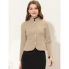 Allegra K Women's Stand Collar Pocket Single Breasted Long Sleeve Short Coat Jacket - 2 of 4