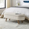 Airsurfer Ottoman Oval Storage Bench with Rubber Wood Legs, Upholstered Seat, Modern Entryway Furniture - 3 of 4