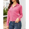 Clearlove Women's Slim Fit Zip Front Cardigan Ribbed Knit Sweater with Notched Lapel Casual Long Sleeve Cover Up - 4 of 4