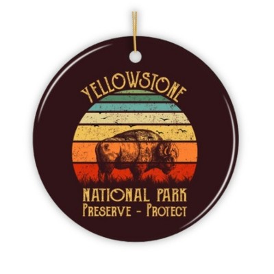 Yellowstone National Park Retro Bison Ornament| OrnamentallyYou