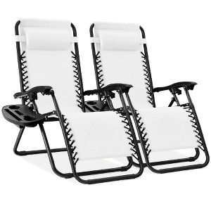 Best Choice Products Set of 2 Zero Gravity Lounge Chair Recliners for Patio, Pool w/ Cup Holder Tray - 1 of 4