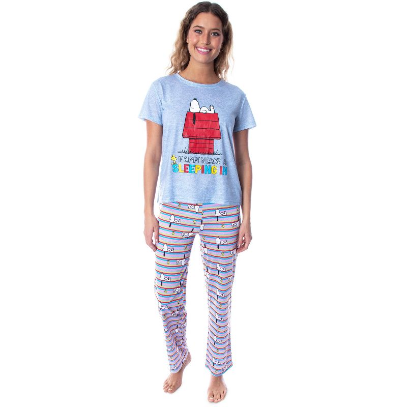Peanuts Women's Snoopy Happiness is Sleeping In Shirt And Pant Sleepwear Set, 5 of 6