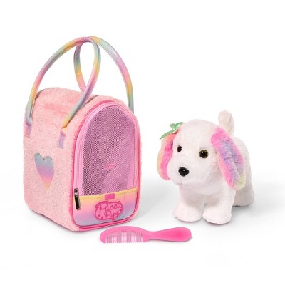 Pucci Pups Plush Fuzzy Pink Sparkly Glam Bag & Maltese Pup