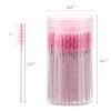 100 Pcs Disposable Mascara Wands, Crystal Eyebrow Spoolies Brush for Eyelash Extensions, Pink Lash Brushes with Container - 2 of 4