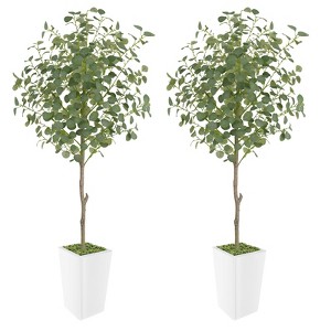 Artificial Eucalyptus Tree, Faux Eucalyptus Tree with Tall White Planter - 1 of 4