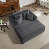 Oversized 61" Chaise Lounge Chair Corduroy Upholstered Sofa w/ 4 Pillows & Armrests Full Compression Polyurethane Loveseat No Assembly Required - 2 of 4
