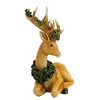 Roman 10.5 Inch Deer With Holly Garland Antlers Berries Animal Figurines - 2 of 3