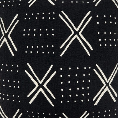 Black and White Cotton Mudcloth Square Throw Pillow, 22"
