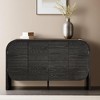 Leovsnove Retro Curved Sideboard Buffet Cabinet Accent Cabinet with 4 Doors & Rebound Device, Storage Cabinet with Adjustable Shelves - 2 of 4