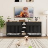 Coucheta 82" Large Dog Crate for 2 Dogs, Indoor Kennel with 4 Drawers & Shelves, Double Dog Crate TV Stand, Wooden Dog Cage for Medium Large Dogs - 2 of 4