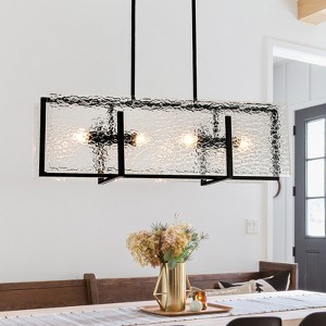 LLHZSY 4-Light 35 2/5" Modern Rectangle Pendant Chandelier with Fish Scale Glass Shades - 1 of 4