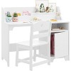 Kids Study Desk with Hutch & Storage, Wooden Writing Table, Computer Workstation for Bedroom, Home Office，white - 2 of 4