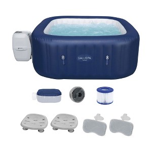 Bestway SaluSpa Hawaii AirJet Square Inflatable Hot Tub, Underwater Pool and Spa Seat with Adjustable Legs (2 Pack), and Headrest Pillow (2 Pack) - 1 of 4
