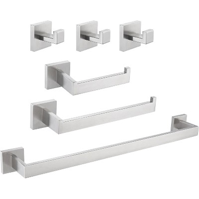 Mixxidea Square Towel Hooks 3 PCS, Toilet Paper Holder, Towel Holder, Towel Bar (Brushed Nickel)