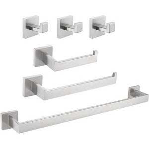 Mixxidea Square Towel Hooks 3 PCS, Toilet Paper Holder, Towel Holder, Towel Bar (Brushed Nickel) - 1 of 3