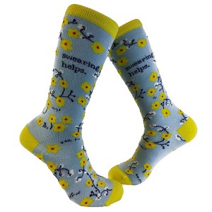 Crazy Dog T-Shirts Women's Swearing Helps Socks Funny Curse Word Naughty Sarcastic Flowers Footwear - 1 of 4