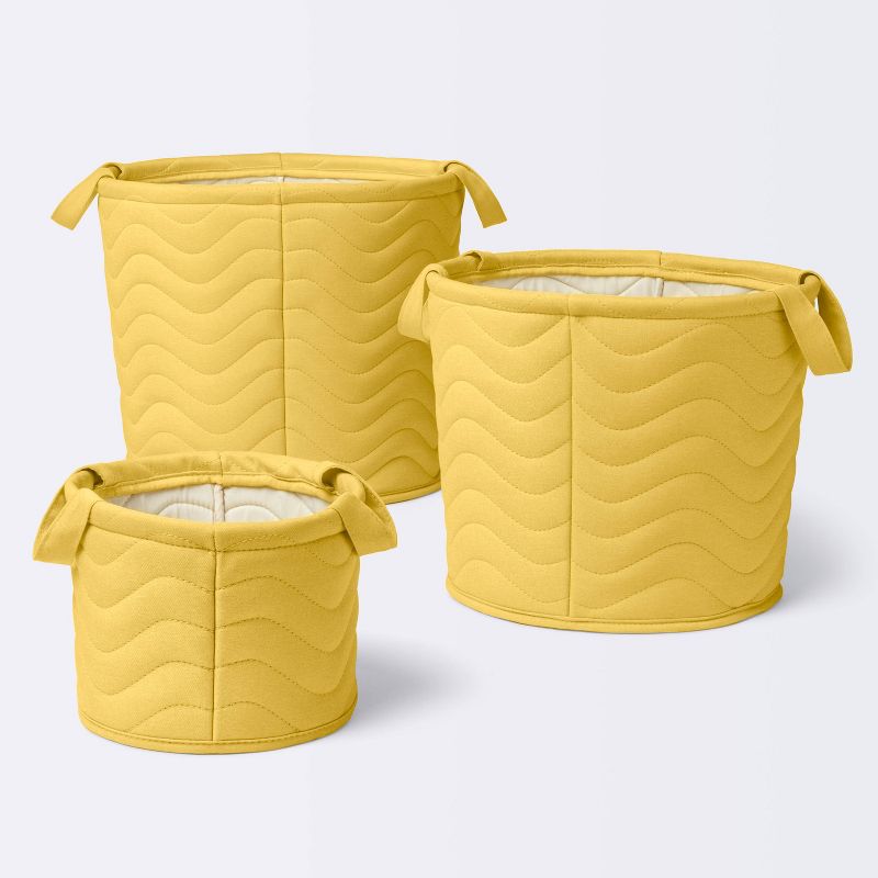 Quilted Fabric Large Round Storage  Basket - Yellow - Cloud Island&#8482;, 5 of 8
