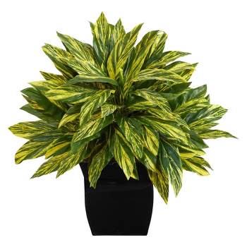 Nearly Natural 18-in Tradescantia Artificial Plant in Black Metal Planter (Real Touch)