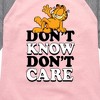 Girls' - Garfield - Don't Know Don't Care Shirt Tail Raglan Graphic T-shirt - 2 of 3