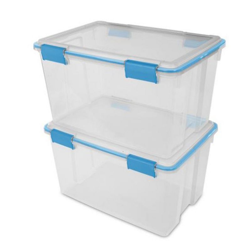 Sterilite 54 Quart Clear Plastic Stackable Storage Container Box Bin with Air Tight Gasket Seal Latching Lid Long Term Organizing Solution, 2 of 7