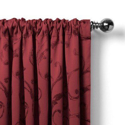 Rouge Jacquard Tassel Scalloped Window Valance