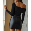 Women's High Waist PU Leather Skirt Asymmetric Hem Bodycon Mini Skirt Casual Night Out Party Skirt - 2 of 3
