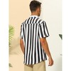 Lars Amadeus Men's Summer Regular Fit Short Sleeves Hawaiian Striped Shirt - 3 of 4